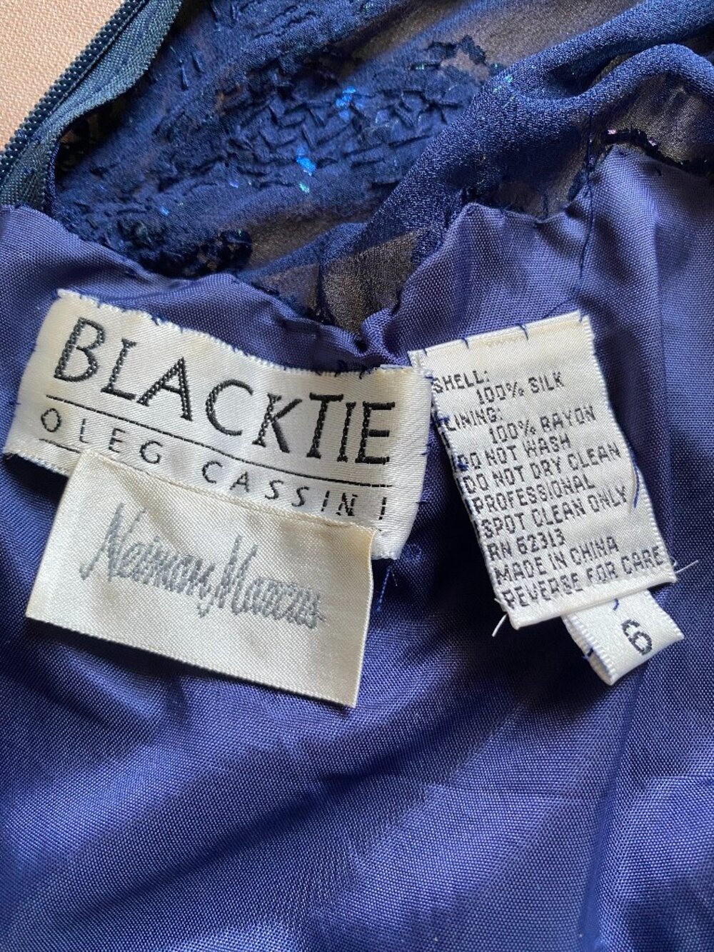 Blue Silk Oleg Cassini formal dress, size 6
